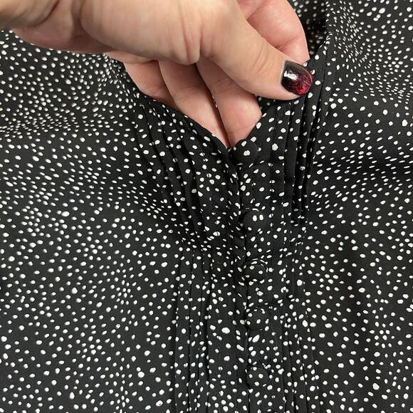 Torrid Blouse Womens 0X Black White Polka Dot Plus Top Boho Button V Neck - Picture 3 of 8